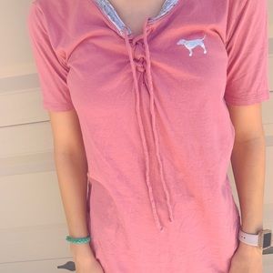 Pink VS Lace Up Shirt